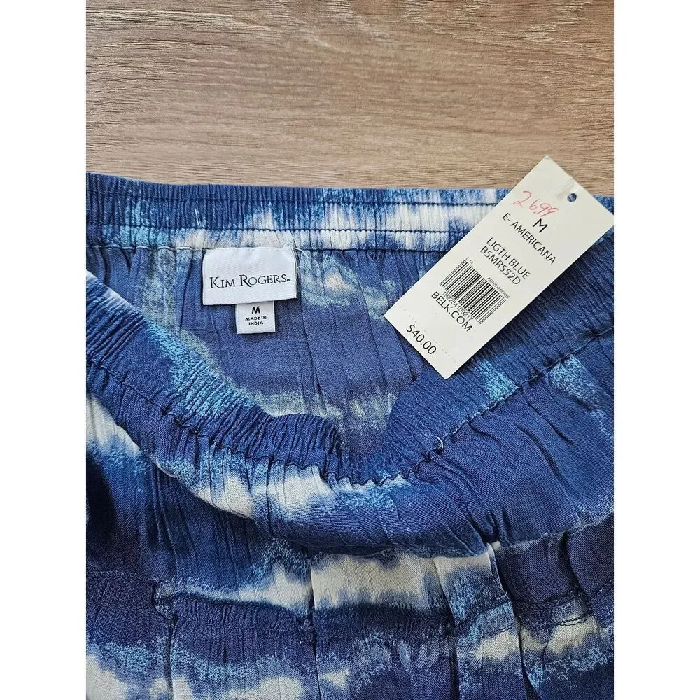 Kim Rogers Blue Tie-dye Tiered Maxi Skirt Size M